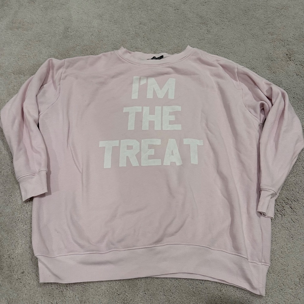 Wildfox I'm The Treat Roadtrip Sweatshirt in Pale Pinklong sleeve pullover mediu
